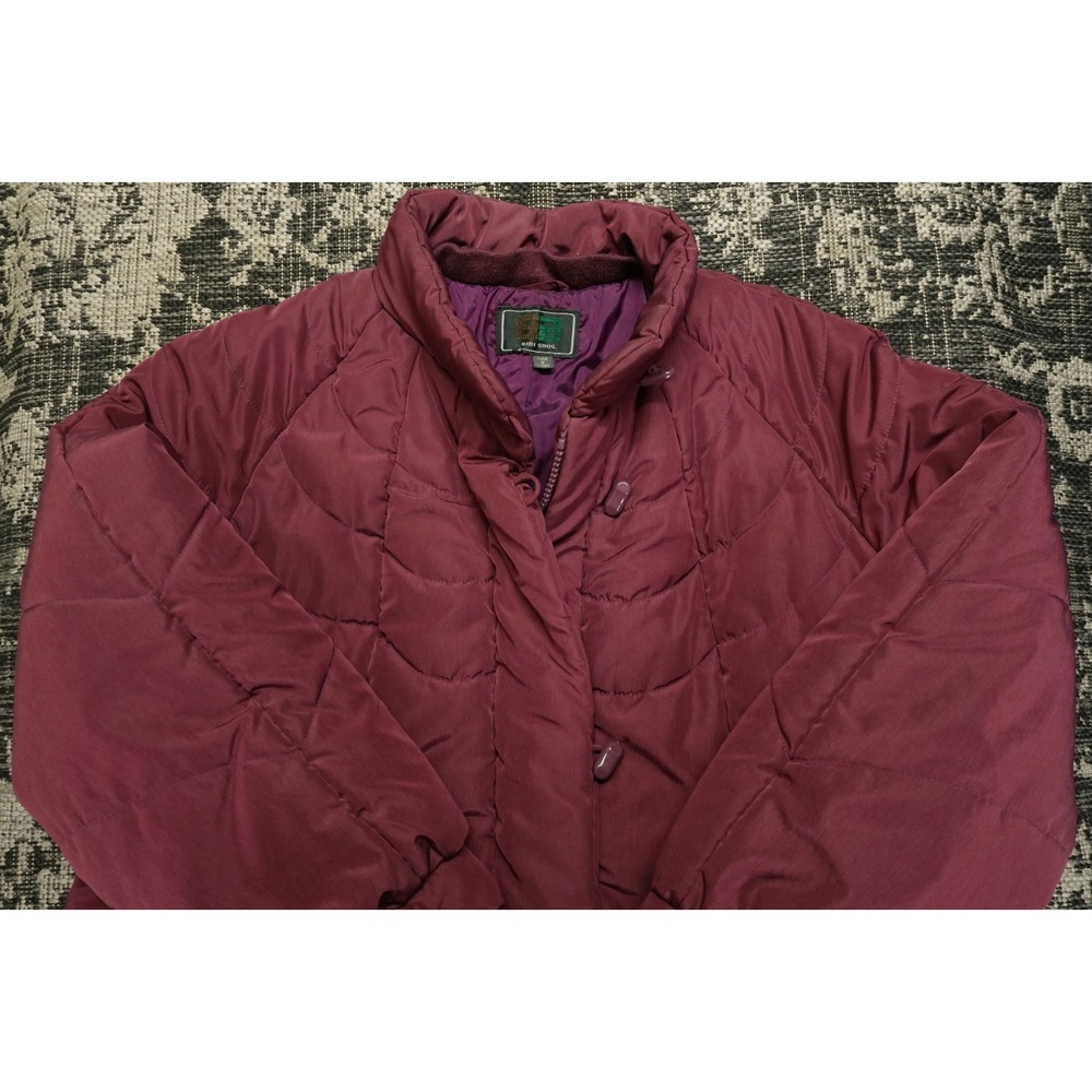 VTG Bibi Bros Women's Maroon Quilted Puffer Long Coat Jacket Vintage Y2K Korea